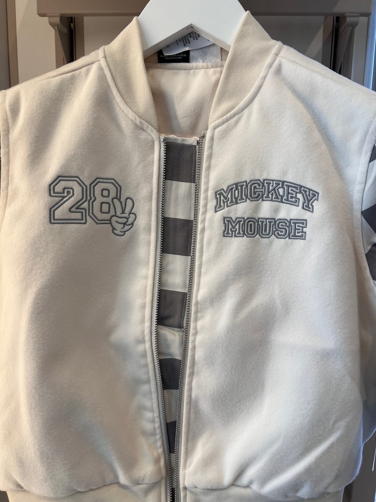 Disneyland Paris x HER Universe Beige Embroidered Mickey Mouse Baseball Jacket view 2