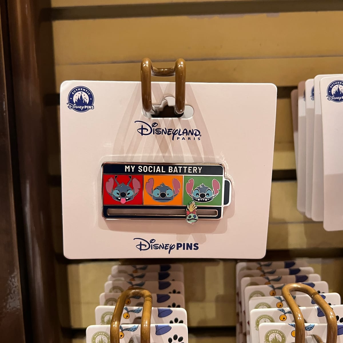 Disneyland Paris Stitch My Social Battery Pin view 1