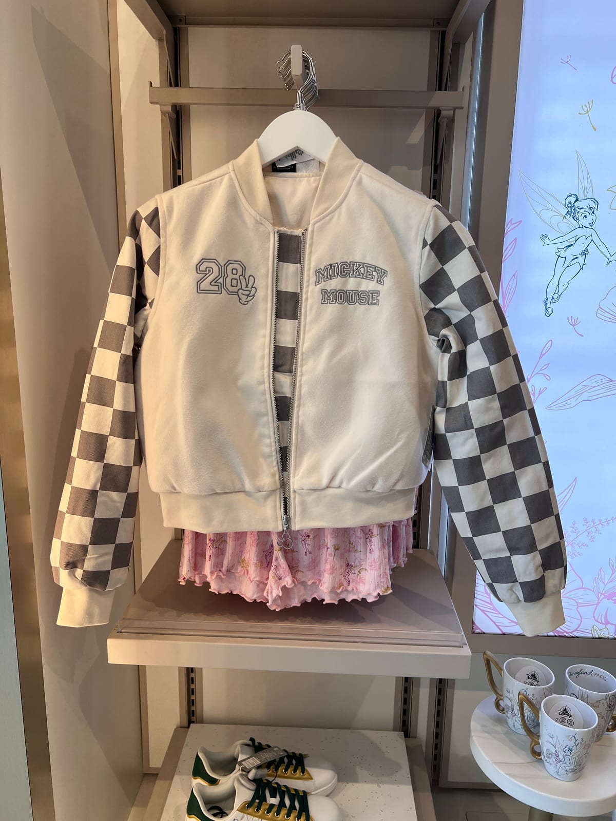 Disneyland Paris x HER Universe Beige Embroidered Mickey Mouse Baseball Jacket view 1