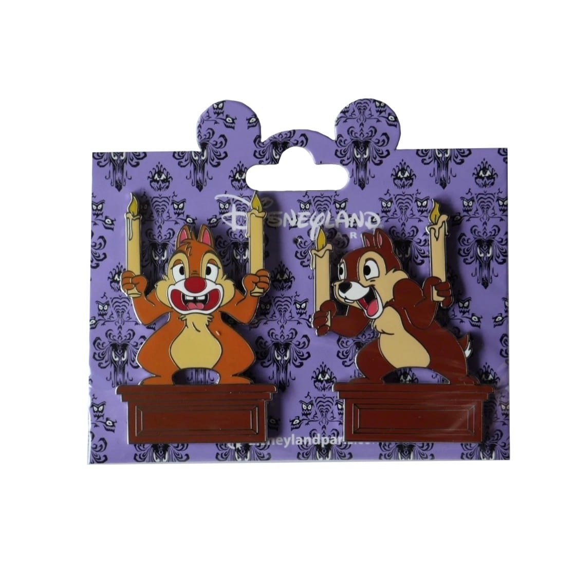 Disneyland Paris Phantom Manor Chip and Dale Candlesticks Pin Set view 1
