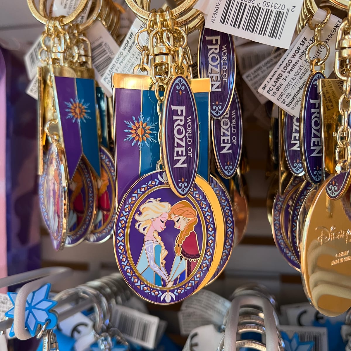 Disneyland Paris Metal World of Frozen Banner Elsa Ana Portrait Keyring view 2