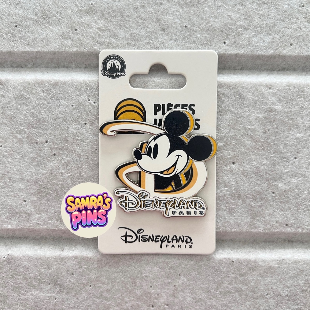 Disneyland Paris Yellow Pieces Mickey Disney ‘D’ Pin view 1