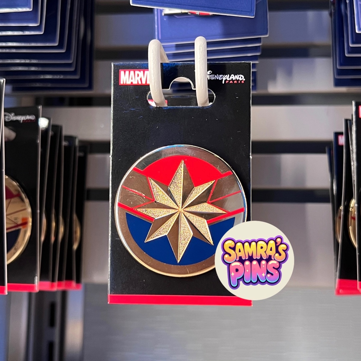 Disneyland Paris Captain Marvel Logo Pin view 1