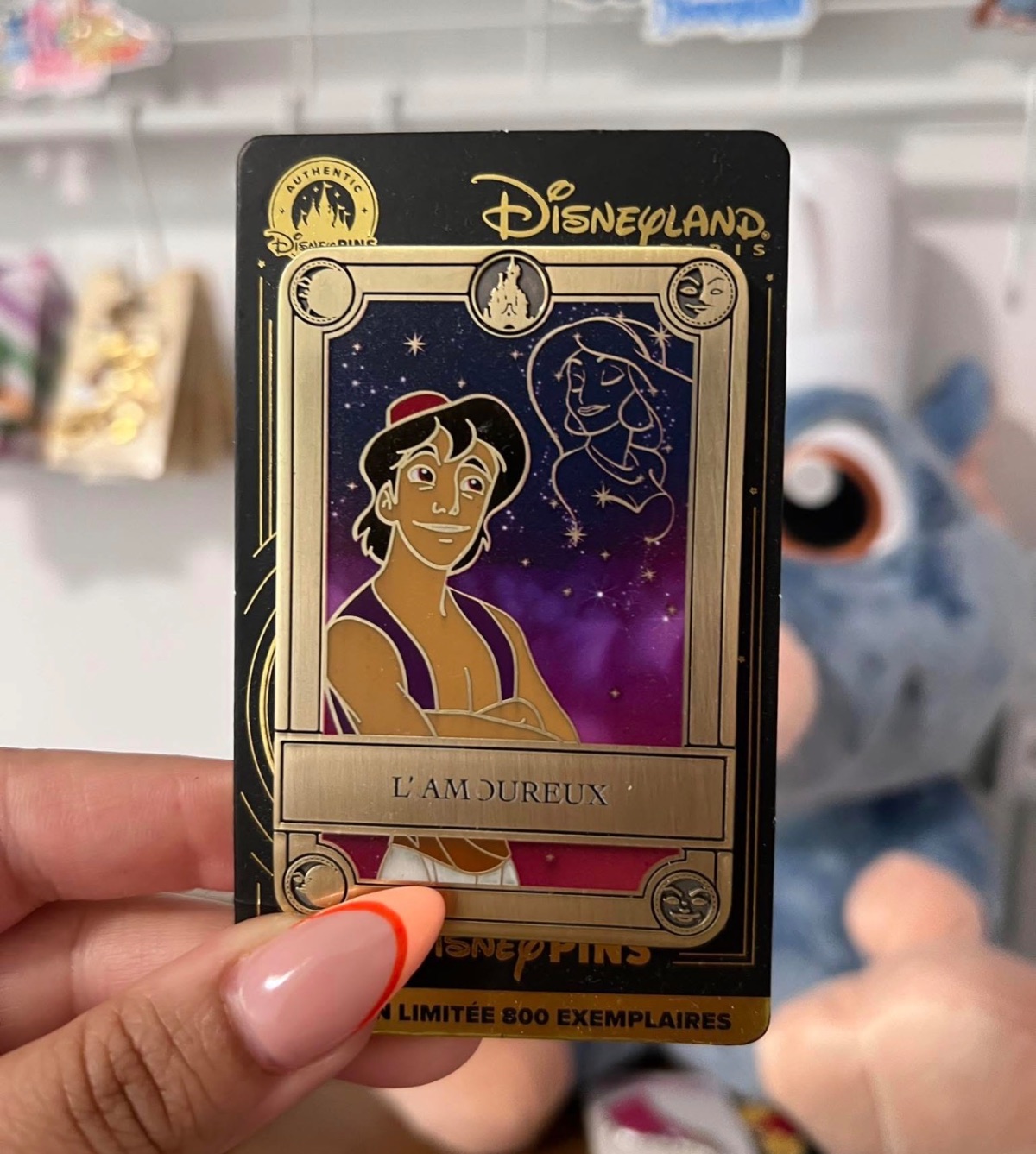 *Imperfect* Disneyland Paris Limited Edition Tarot Card Aladdin Princess Jasmine Pin view 1