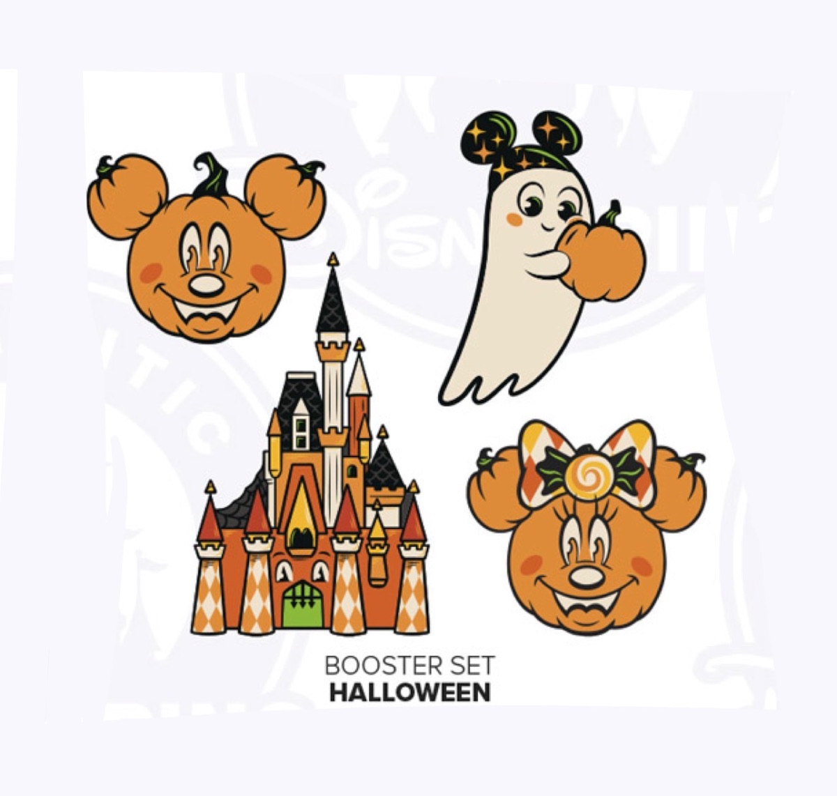 Disneyland Paris October 2026 Halloween Pumpkin Ghost 4 Pin Booster Set view 1