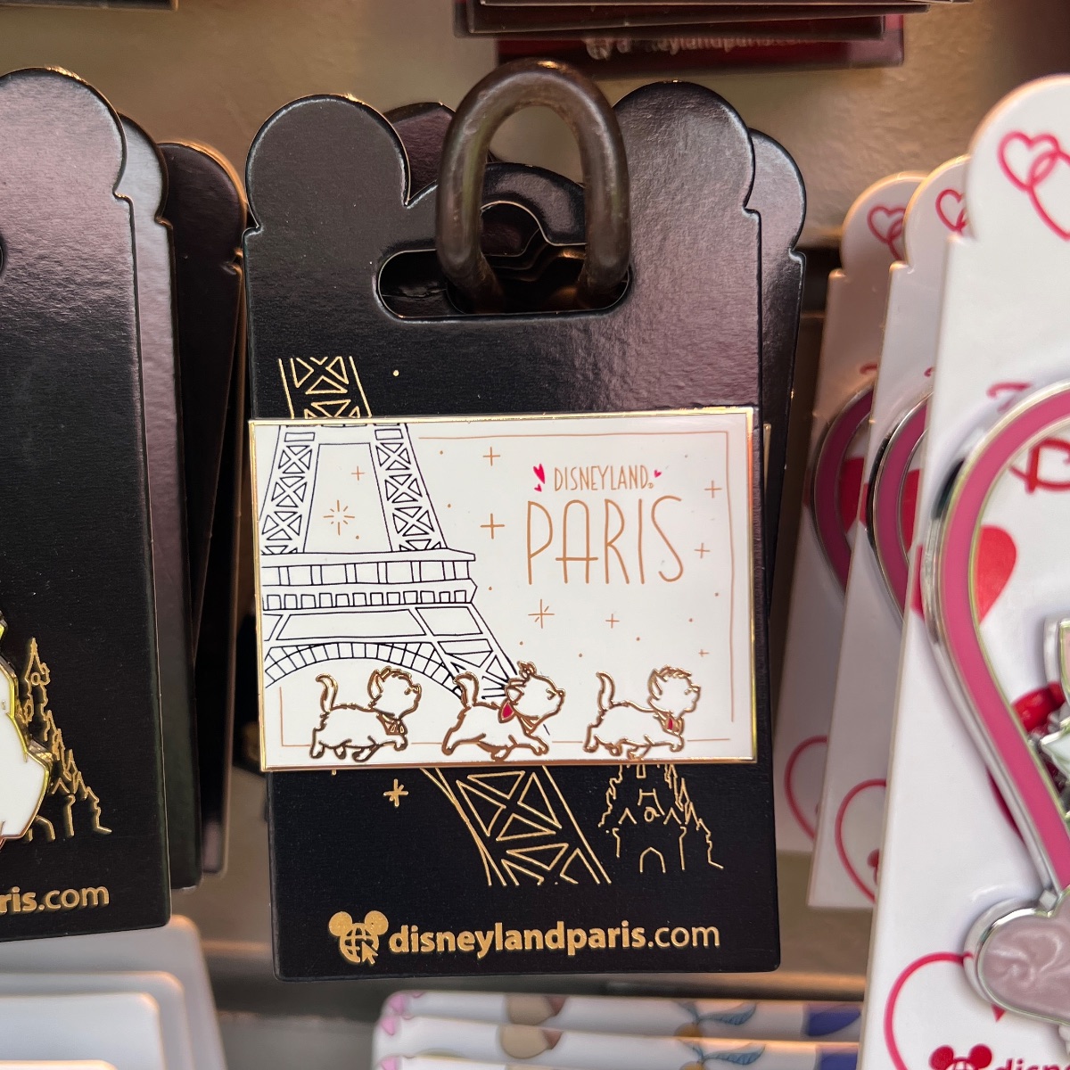 Disneyland Paris Aristocats Paris White Gold Rectangle Pin