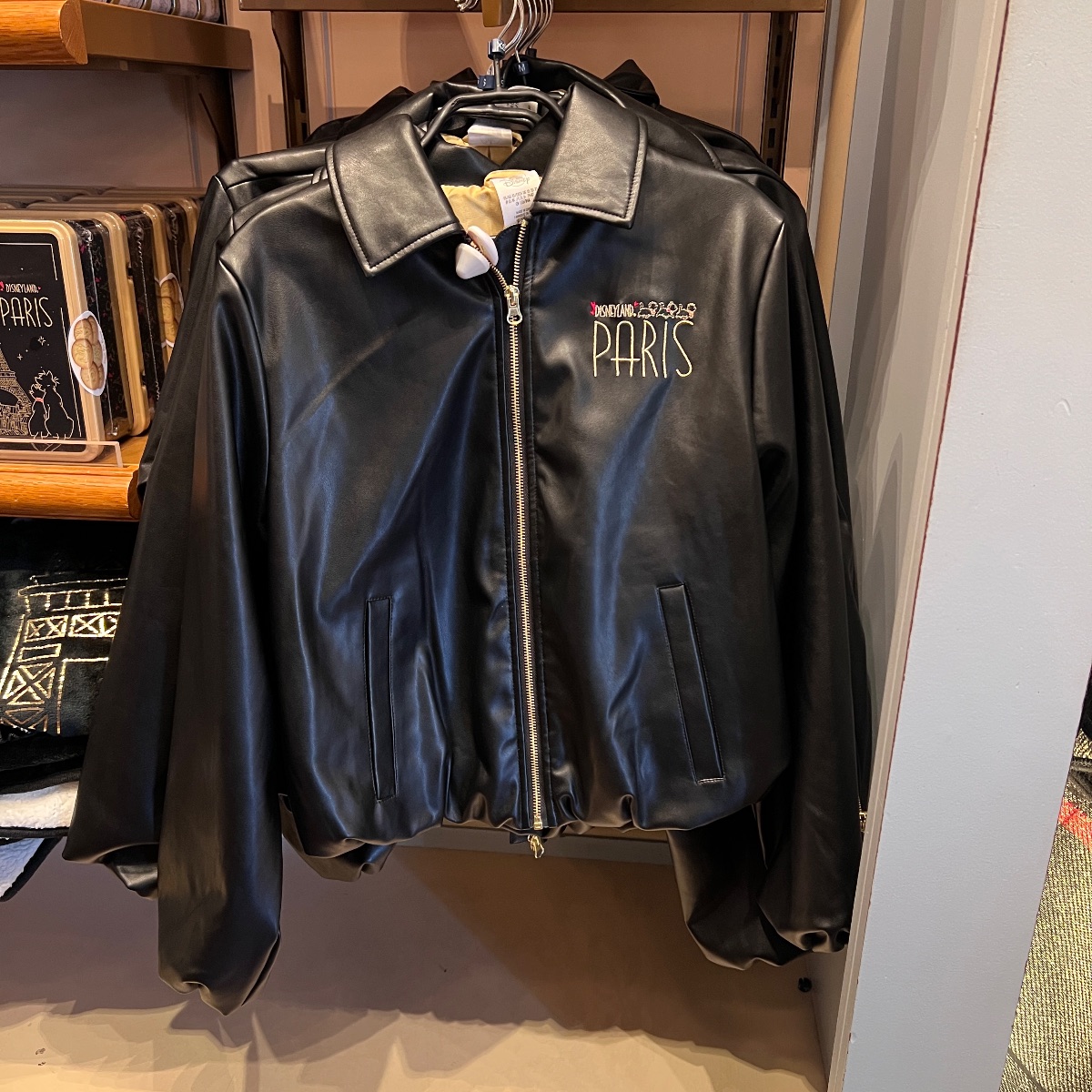 Disneyland Paris Aristocats Paris Black Gold Leather Jacket view 1