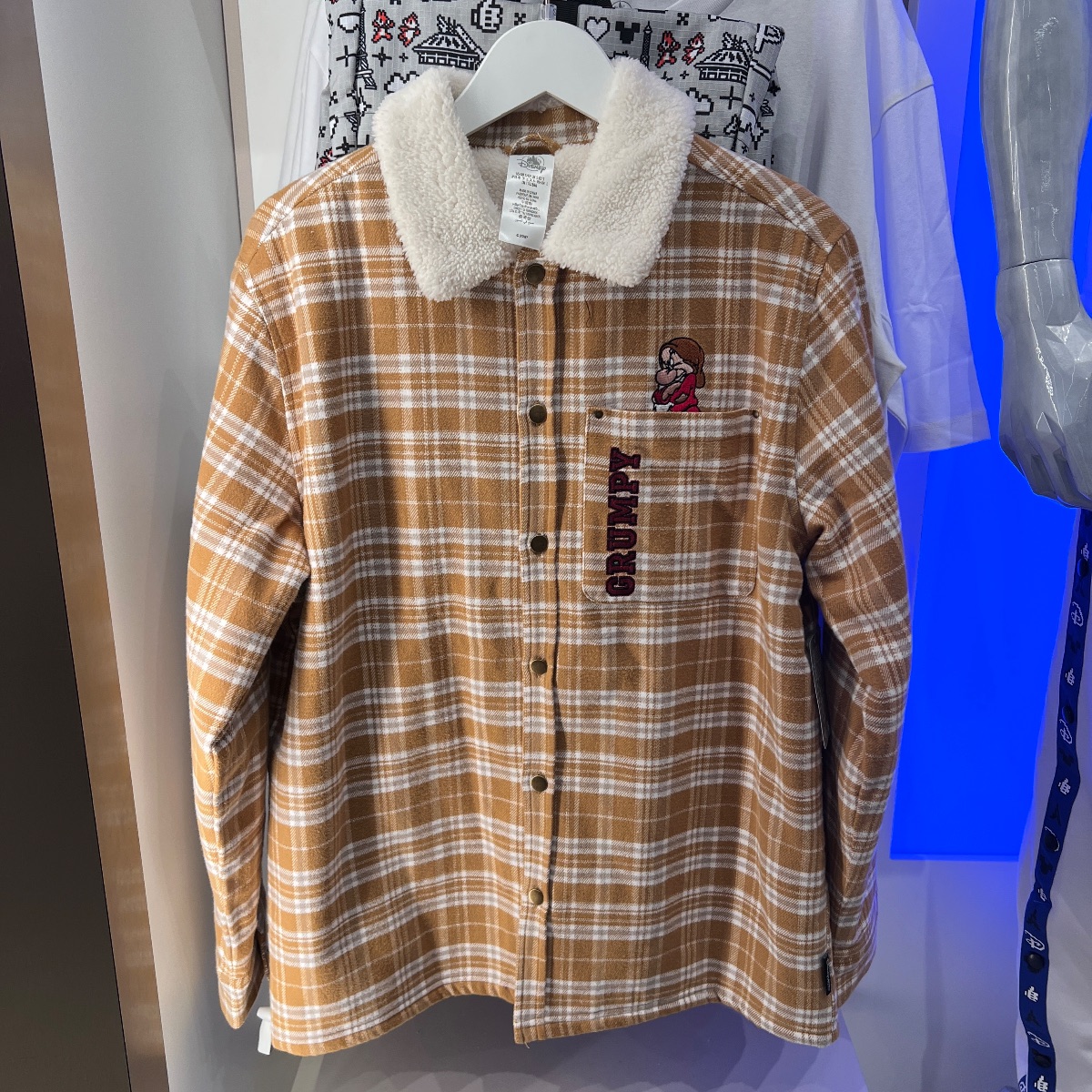 Disneyland Paris Snow White Grumpy Fleece Lined Plaid Jacket