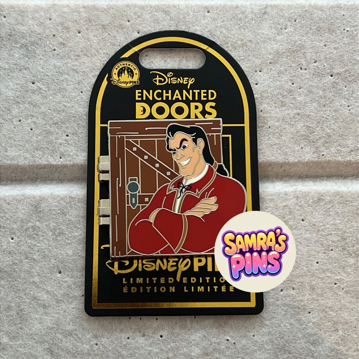 Disney Limited Edition Enchanted Doors Gaston Belle Hinged Pin view 1