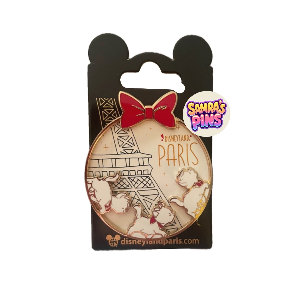 Disneyland Paris Aristocats Paris White Gold Circle Pin