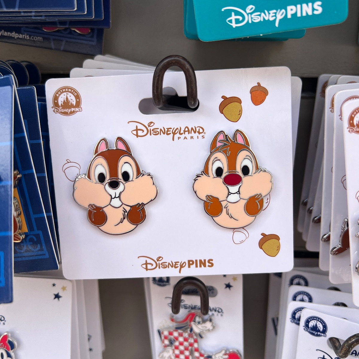Disneyland Paris Chip and Dale Cute Cheeks Pin Set view 1