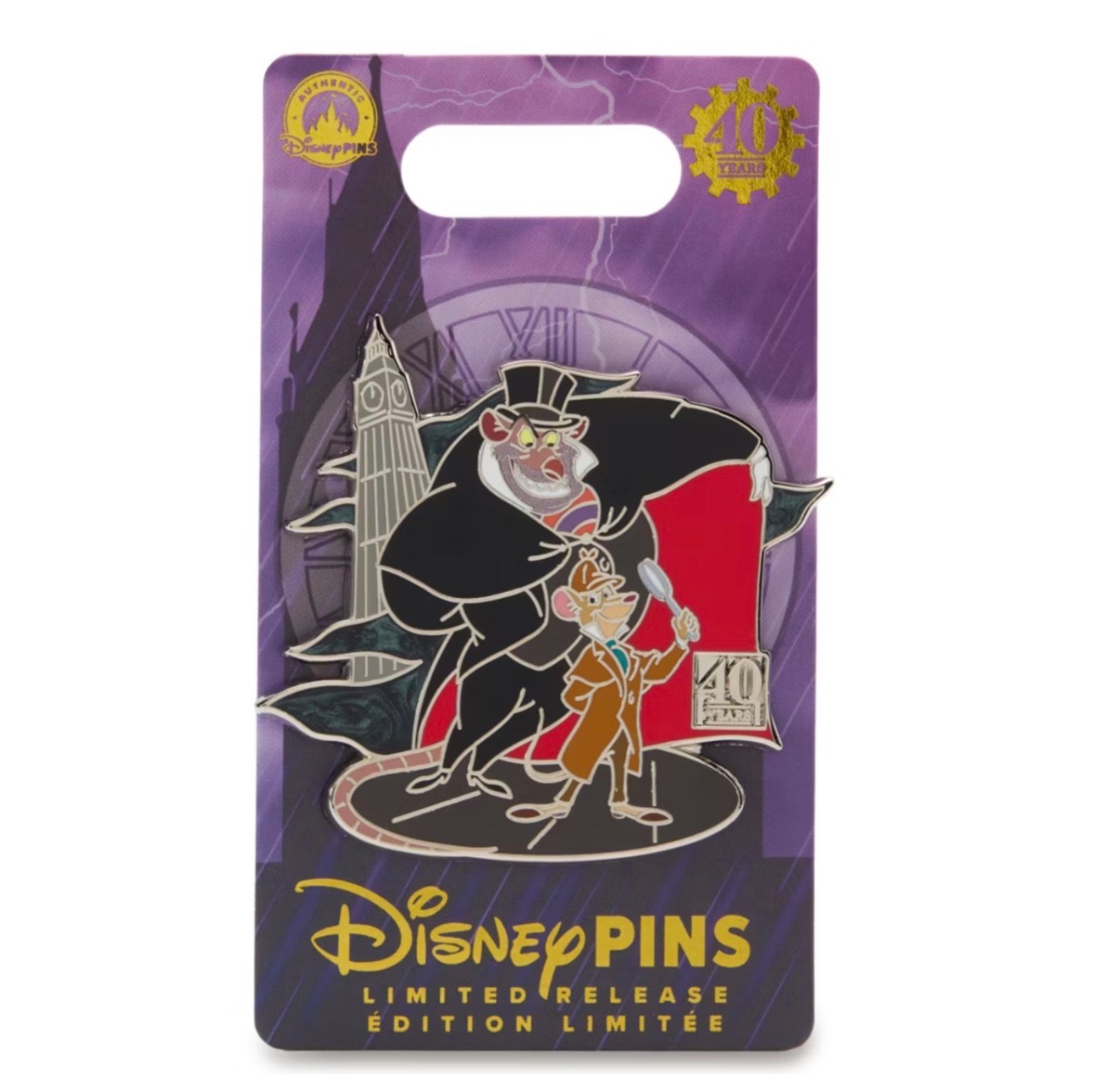 Disney Store Limited Release 40 Years Great Mouse Detective Pin