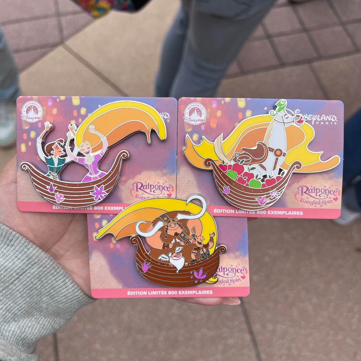 Disneyland Paris Limited Edition Tangled Spin Artwork Pin Set of 3