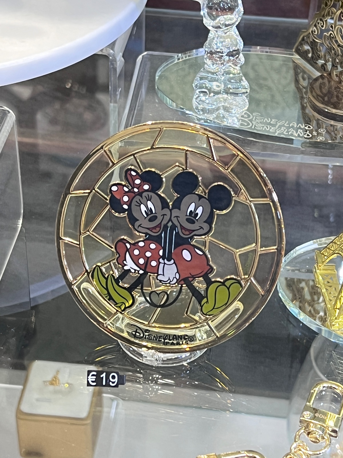 Disneyland Paris Arribas Mickey Mouse Minnie Mouse Stained Glass Ornament view 1