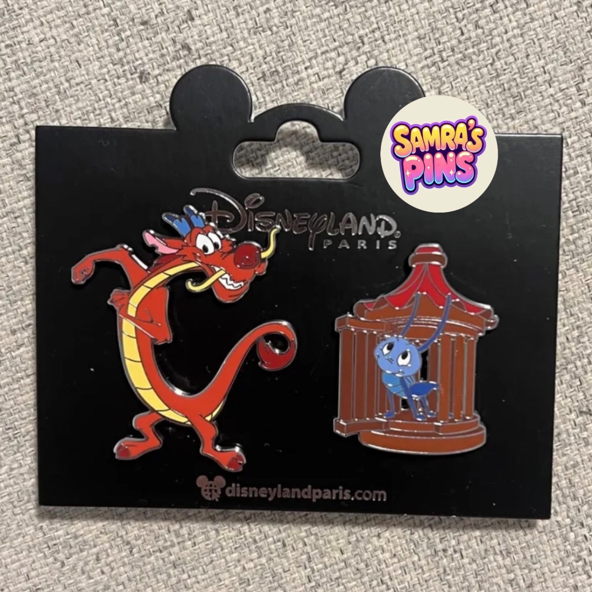 Disneyland Paris Mushu and Lucky Cricket Pin Set view 2