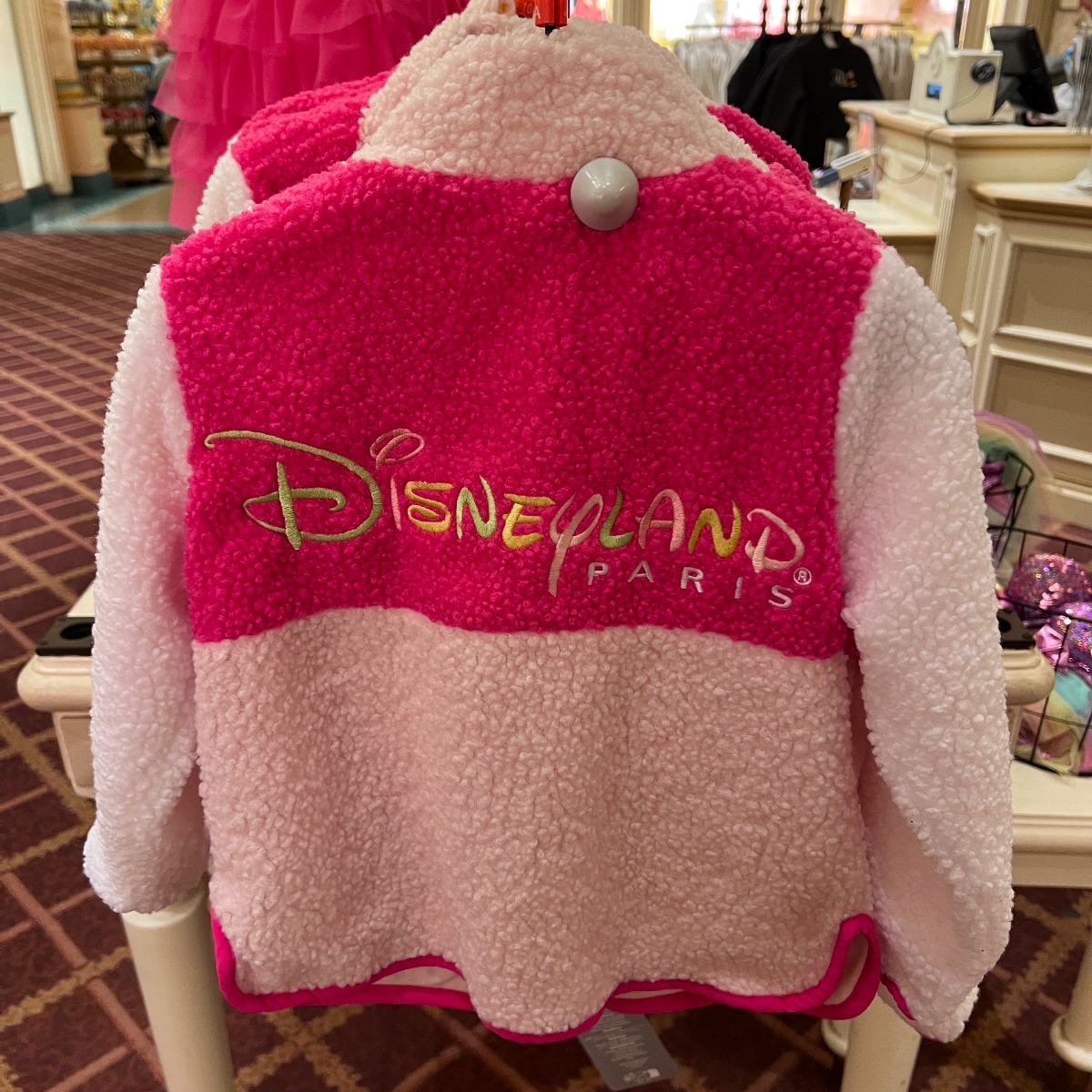 Disneyland Paris Kids Full Zip Pink Colour Block Fleece Jacket view 3