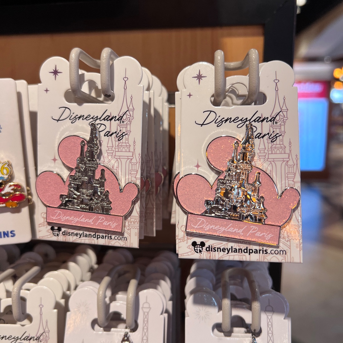 Disneyland Paris Pink Sparkly Mickey Head Castle Pin