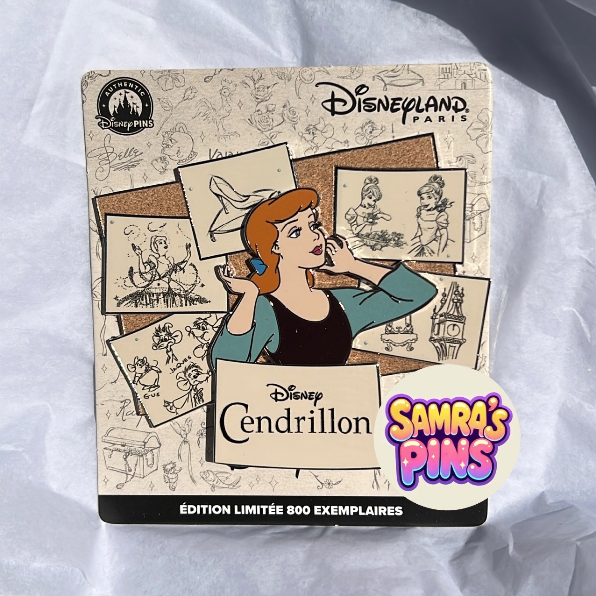 Disneyland Paris Limited Edition Cinderella Princess Studio Sketch Pin