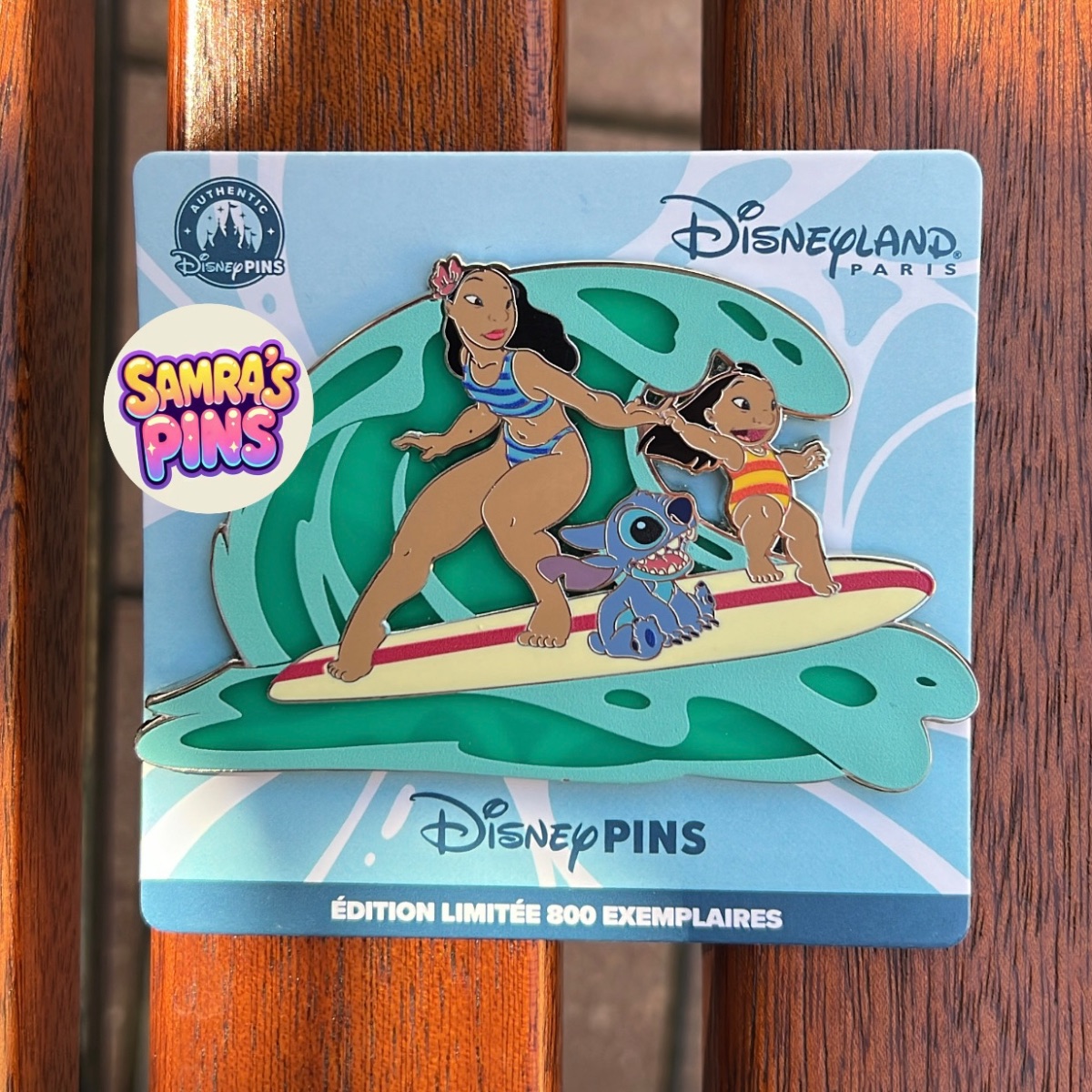 Disneyland Paris Limited Edition Lilo and Stitch Surfing Wave Pin