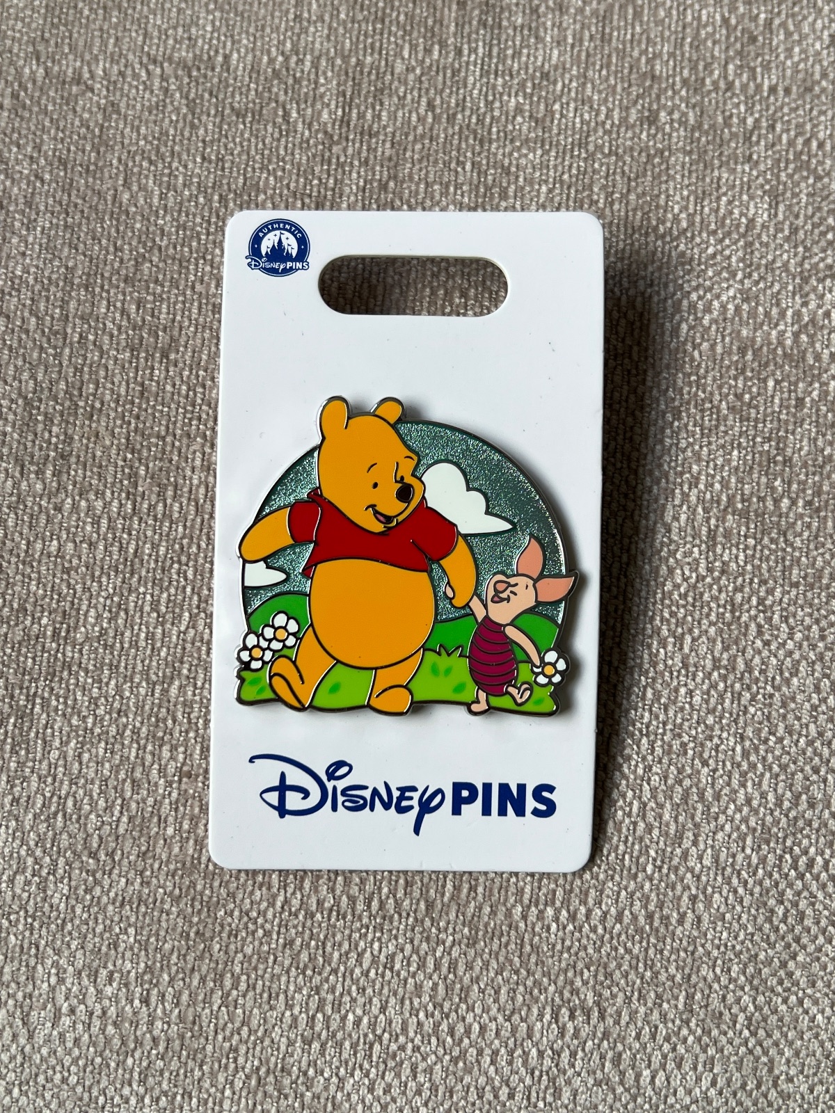 Disney Store Winnie The Pooh Winnie Piglet Walking Garden Flowers Pin view 1