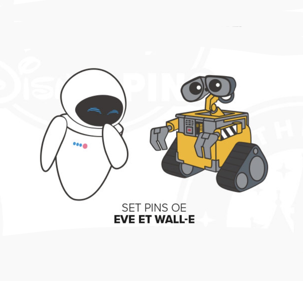 Disneyland Paris Wall-E Eve Pin Set view 1