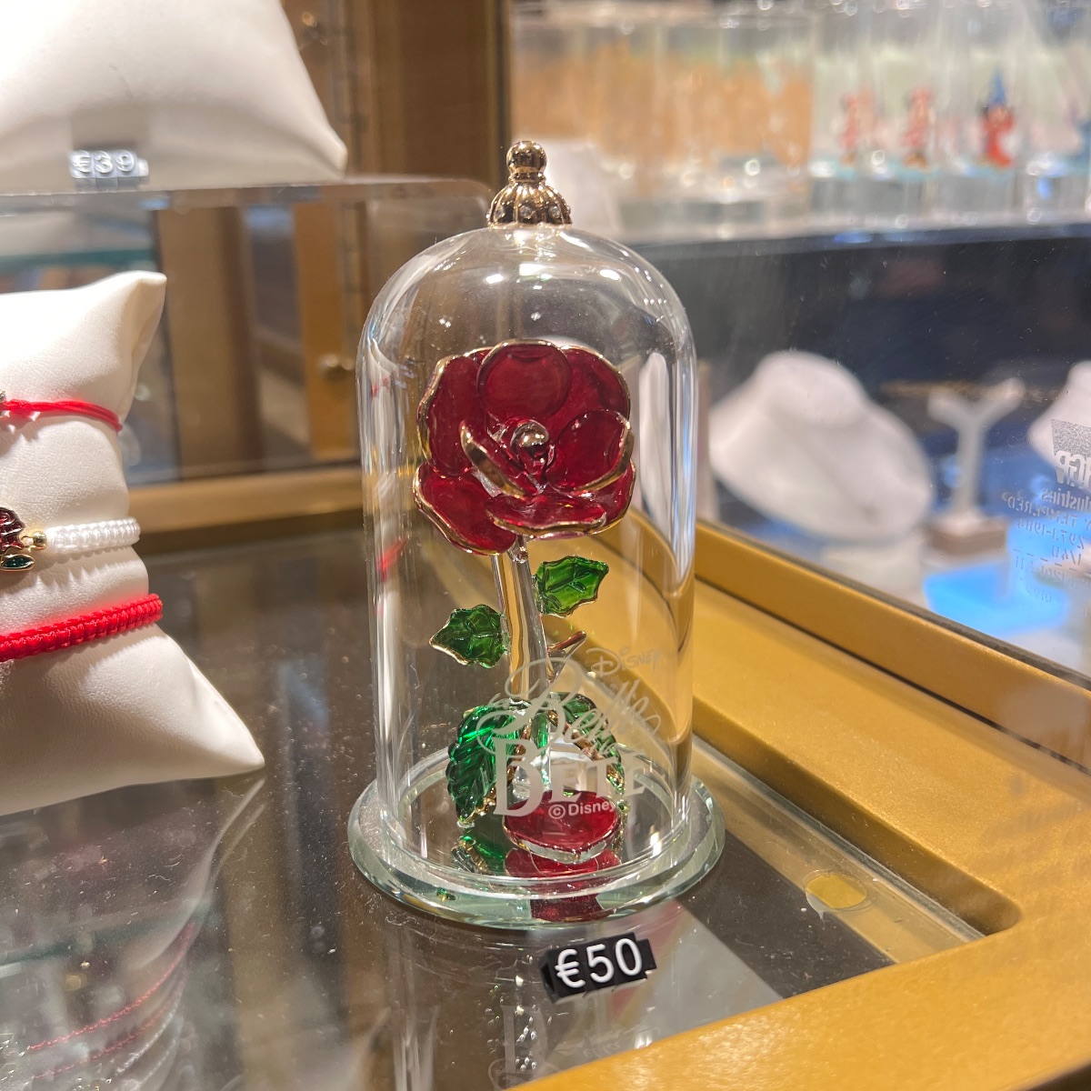 Disneyland Paris Beauty and the Beast Glass Rose Ornament view 2