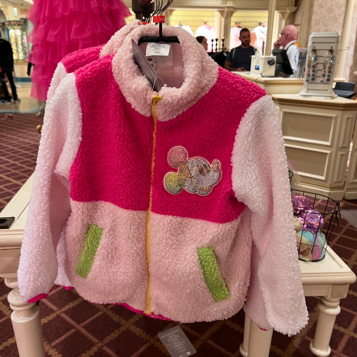 Disneyland Paris Kids Full Zip Pink Colour Block Fleece Jacket