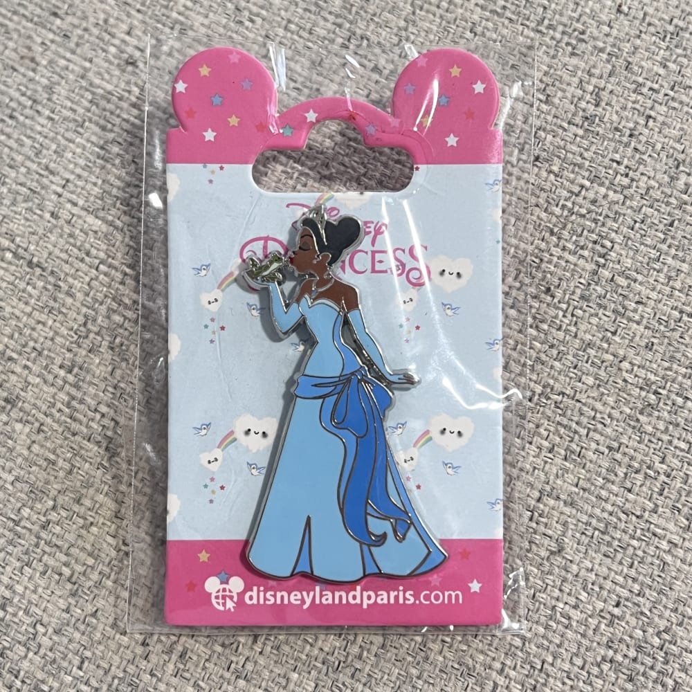 Disneyland Paris Princess and the Frog Tiana Kissing Frog Blue Dress Pin view 1