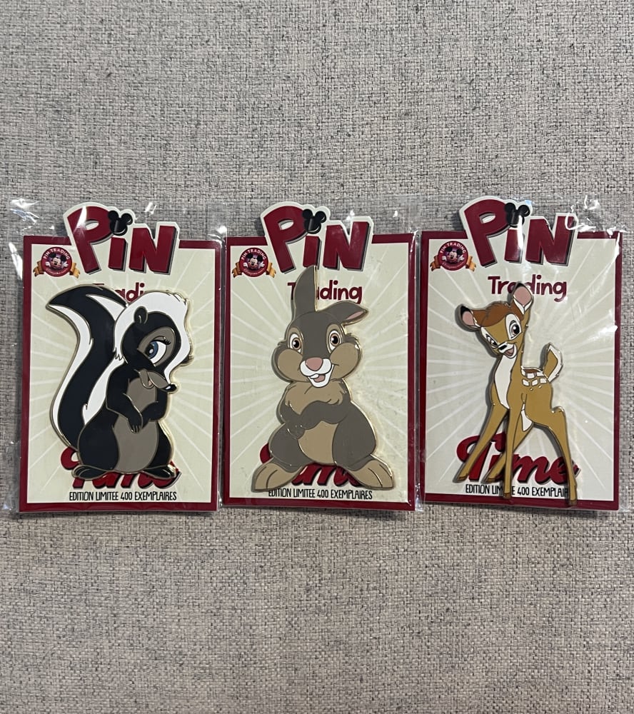 Disneyland Paris Limited Edition Pin Trading Time Bambi Pin Set of 3