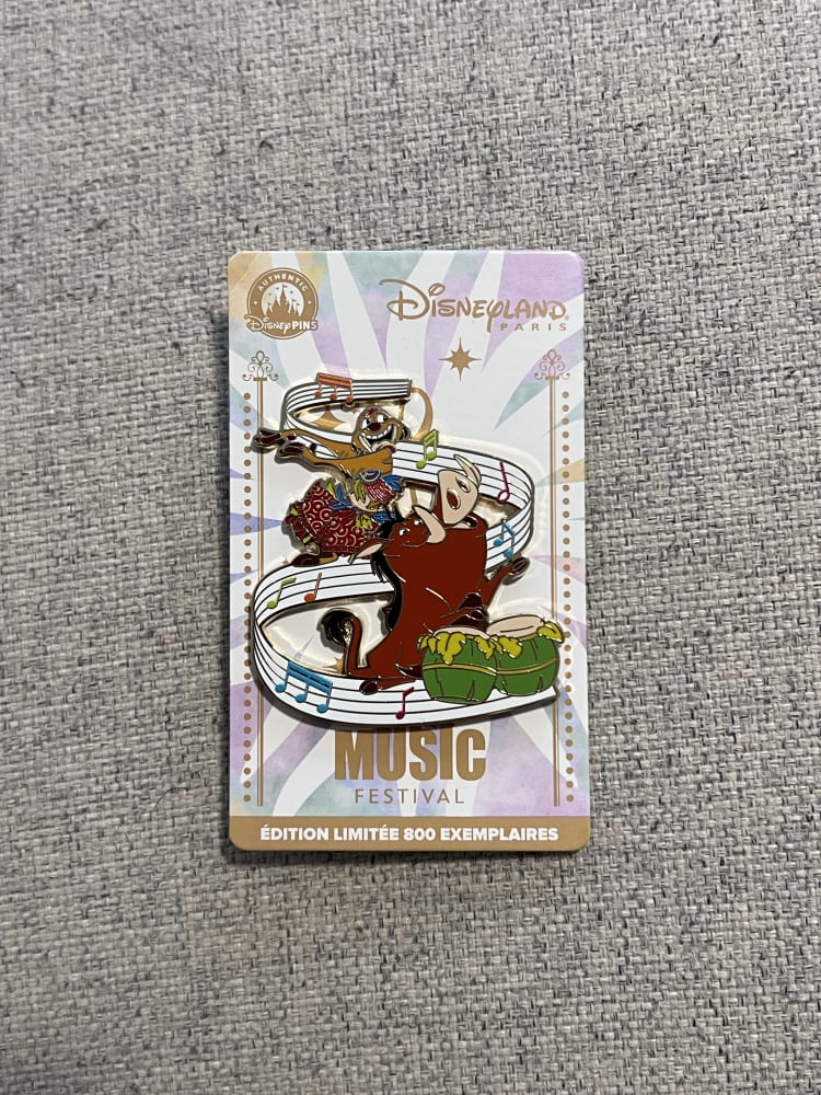 Disneyland Paris Limited Edition Music Festival Lion King Timon and Pumba Pin