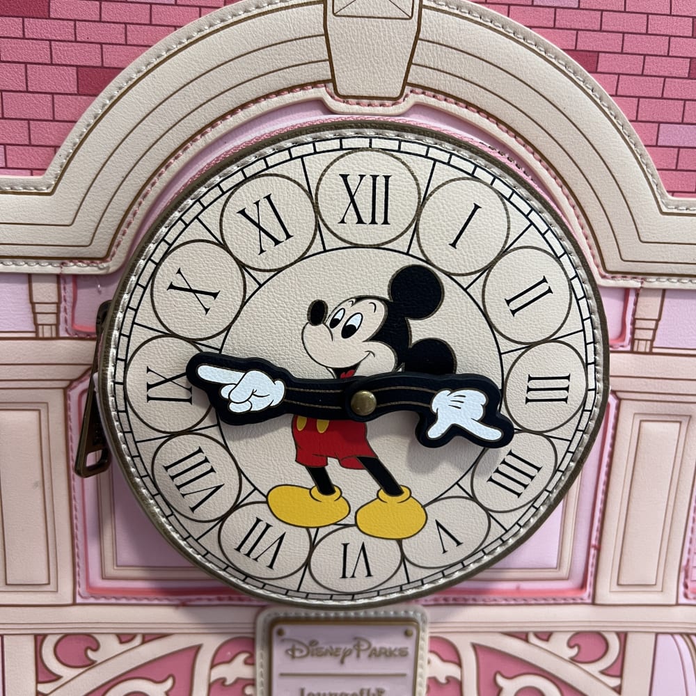 Disneyland Paris Hotel Building with Mickey Mouse Clock and Moveable Arms Loungefly Backpack view 2