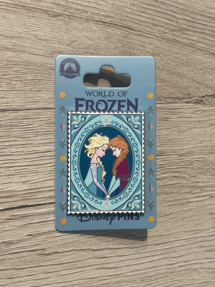 Disneyland Paris World of Frozen Elsa Anna Stamp Pin view 1