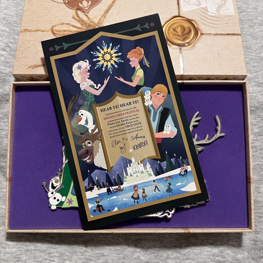 Disneyland Paris Limited Edition World of Frozen Snowflower Festival Invitation Jumbo Pin view 2