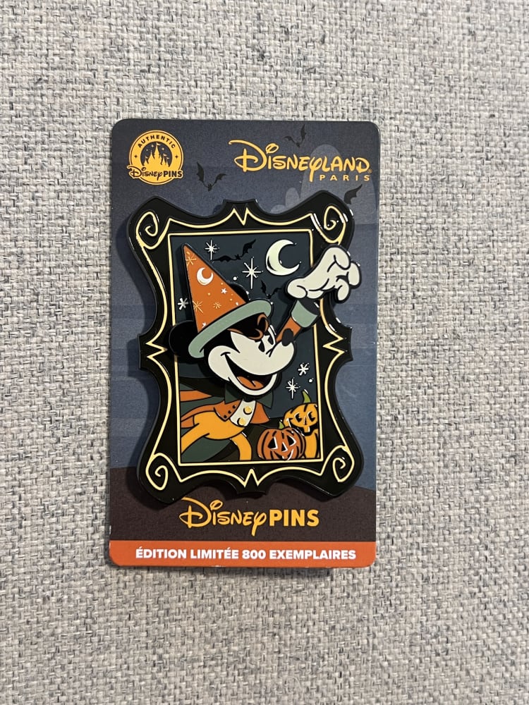 Disneyland Paris Limited Edition Halloween Mickey Stamp Pin view 1