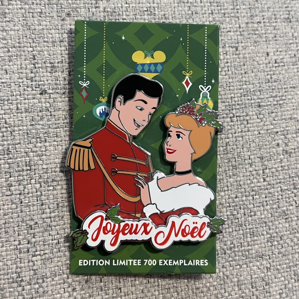 Disneyland Paris Limited Edition Happy Christmas Cinderella Prince Charming Pin view 1