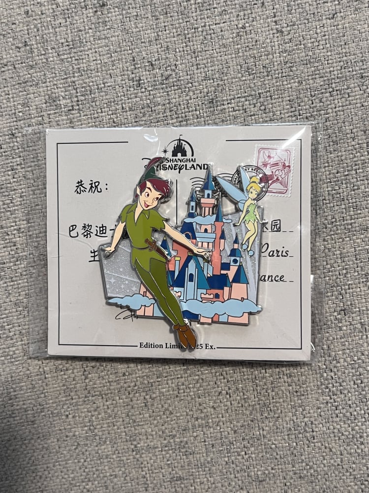 Disneyland Paris Limited Edition Shanghai Disney Postcard Peter Pan Pin view 1