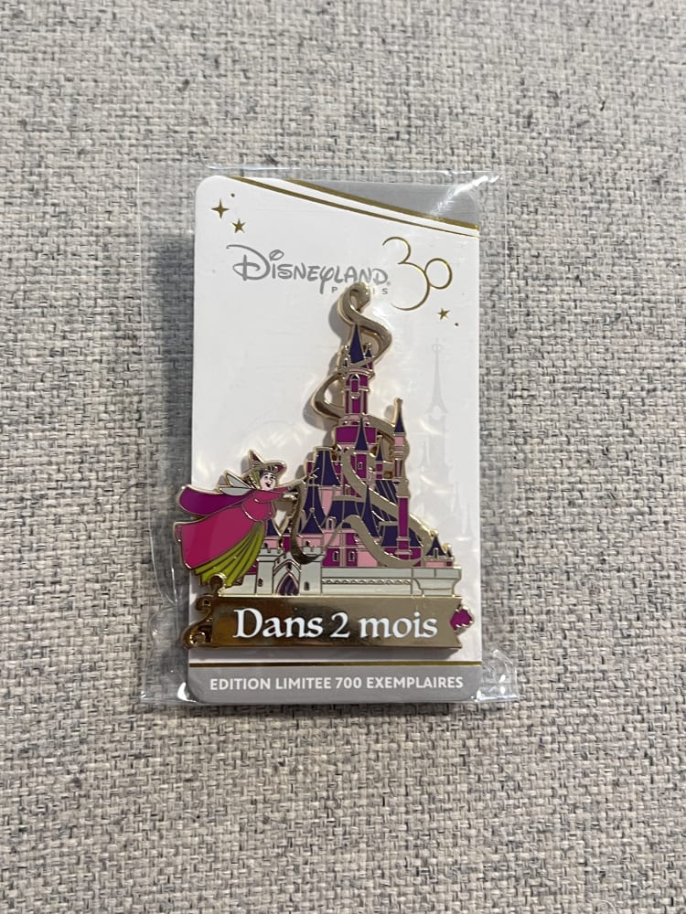 Disneyland Paris Limited Edition 30th Anniversary 'Dans 2 Mois' Flora Sleeping Beauty Castle Pin view 1