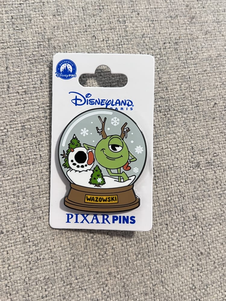 Disneyland Paris Christmas Snowglobe Mike Wasowski Pin view 1
