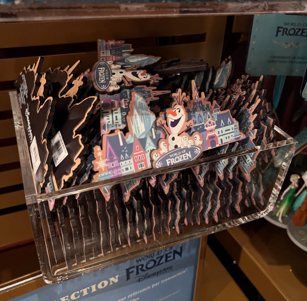 Disneyland Paris World of Frozen Olaf Skyline Wooden Fridge Magnet view 1