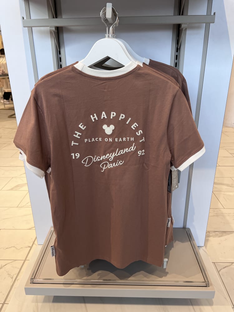 Disneyland Paris Happiest Place On Earth Brown Embroidered T-Shirt view 1