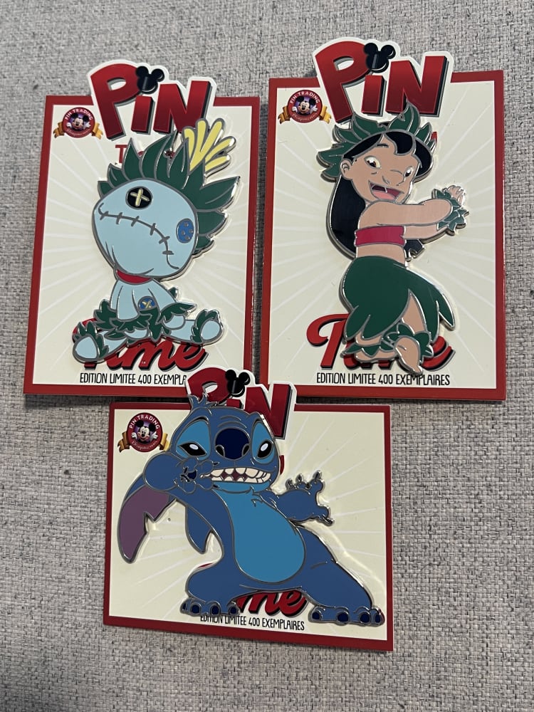 Disneyland Paris Limited Edition Pin Trading Time Lilo & Stitch Pin Set of 3 view 1
