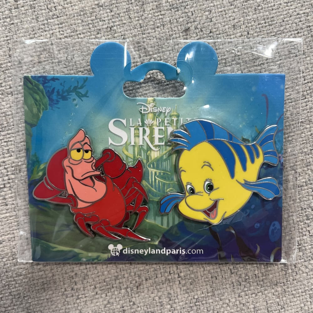Disneyland Paris Little Mermaid Sebastian and Flounder Pin Set view 1