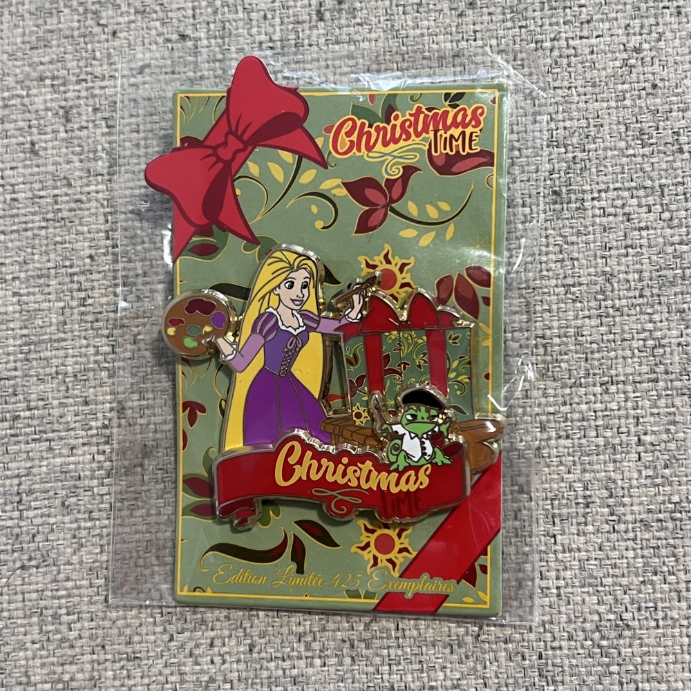 Disneyland Paris Limited Edition Christmas Time Rapunzel Painting Pascal Pin view 1